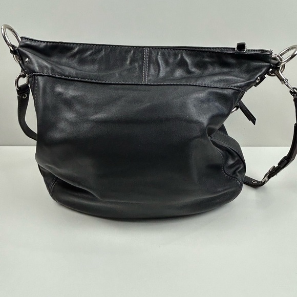 Coach Large Black Leather Hobo Shoulder Handbag Purse F14706 - Picture 3 of 10